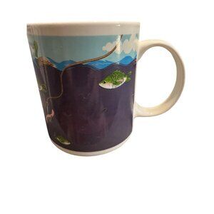 Fishing-Themed Ceramic Coffee Mug With Duck & Fish Graphics 11 Oz Capacity